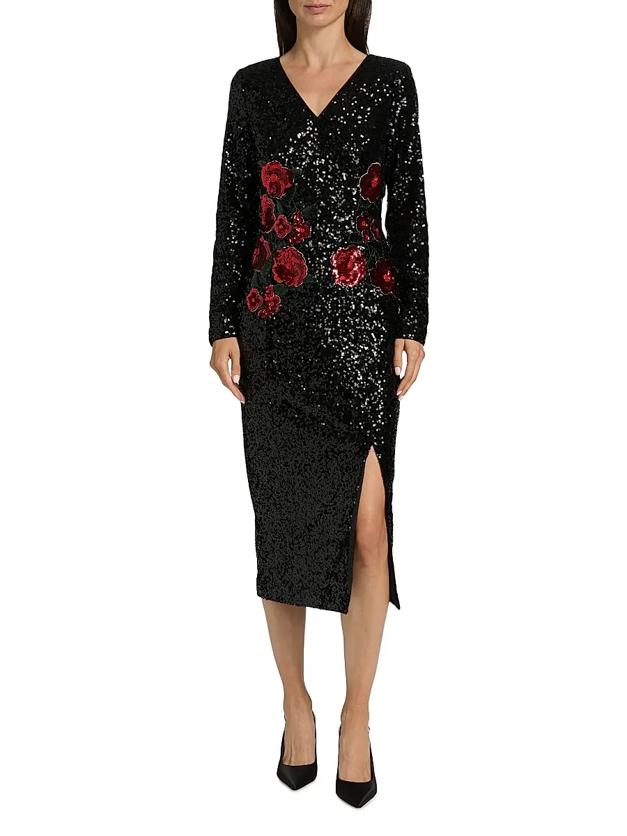 Elie Tahari Women's The Aurora Floral Sequin Cocktail Dress | Thumbnail 3