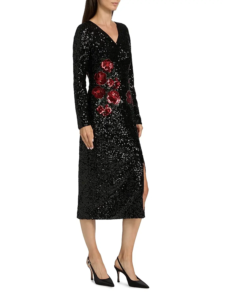 Elie Tahari Women's The Aurora Floral Sequin Cocktail Dress | Thumbnail 4