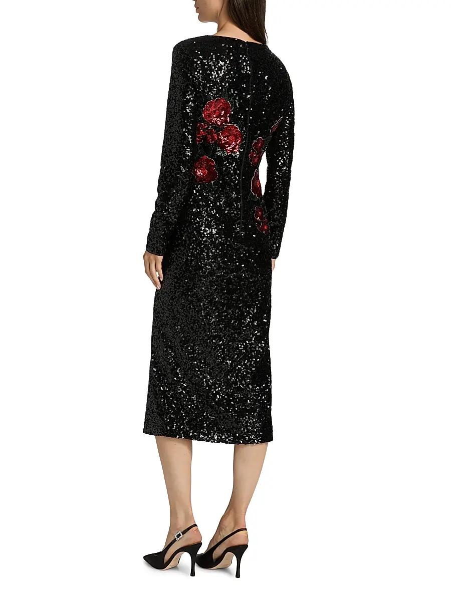 Elie Tahari Women's The Aurora Floral Sequin Cocktail Dress | Thumbnail 5