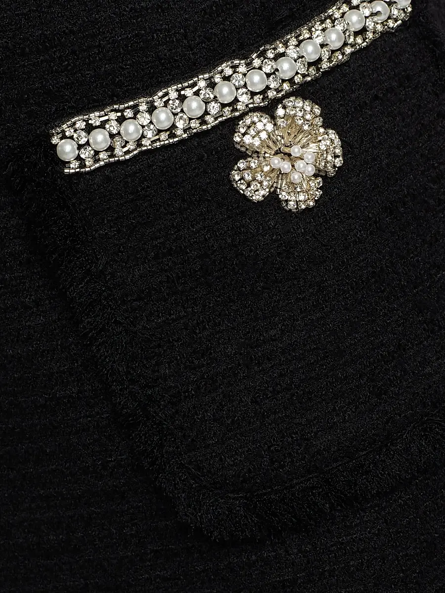 Teri Jon by Rickie Freeman Women's Flower & Faux-Pearl Embellished Bouclé Cocktail Dress | Thumbnail 7 Teri Jon by Rickie Freeman Women's Flower & Faux-Pearl Embellished Bouclé Cocktail Dress | Thumbnail 7