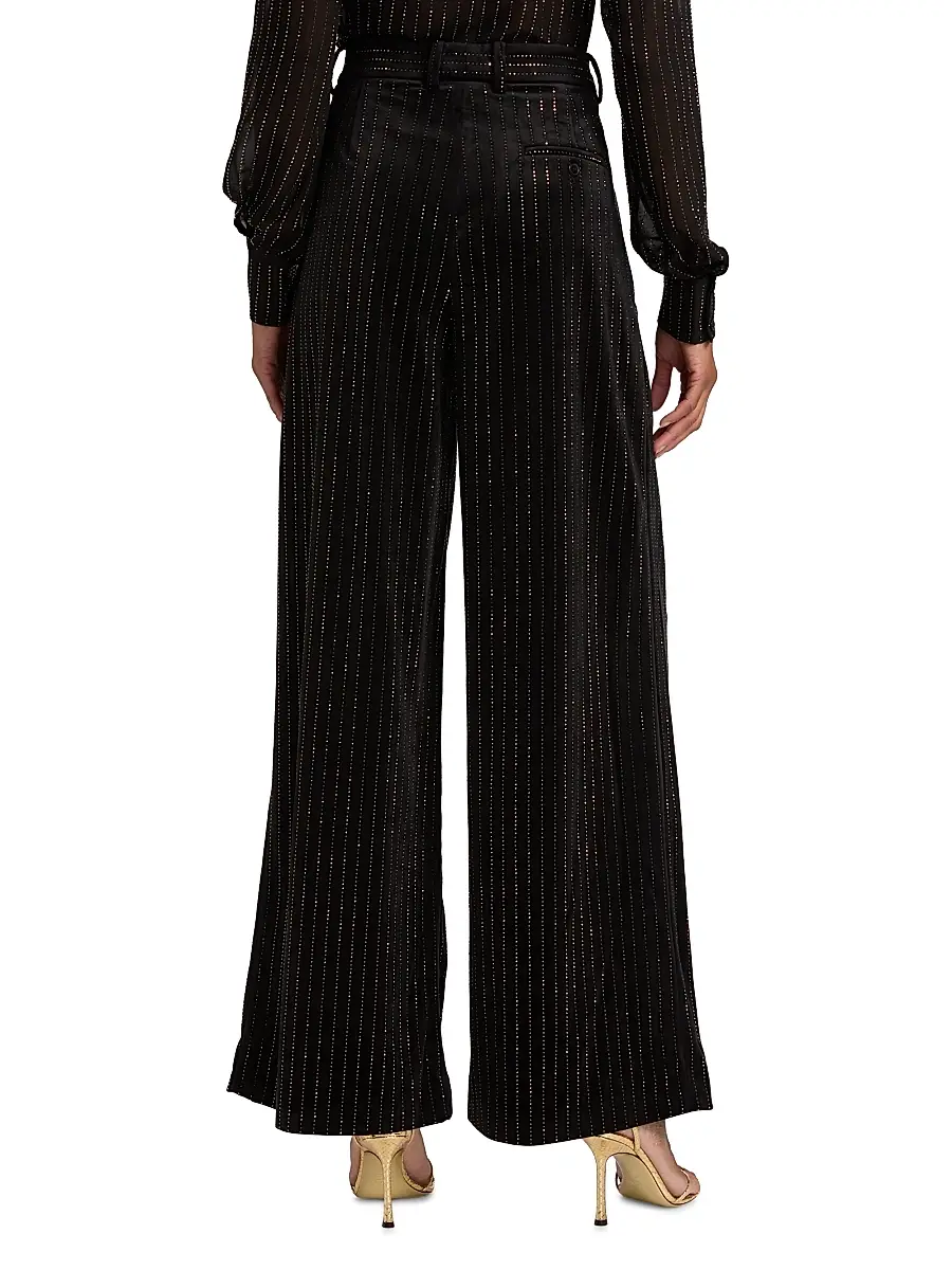 Ronny Kobo Women's Dayna Crystal-Pinstriped Wide-Leg Pants | Thumbnail 5 Ronny Kobo Women's Dayna Crystal-Pinstriped Wide-Leg Pants | Thumbnail 5