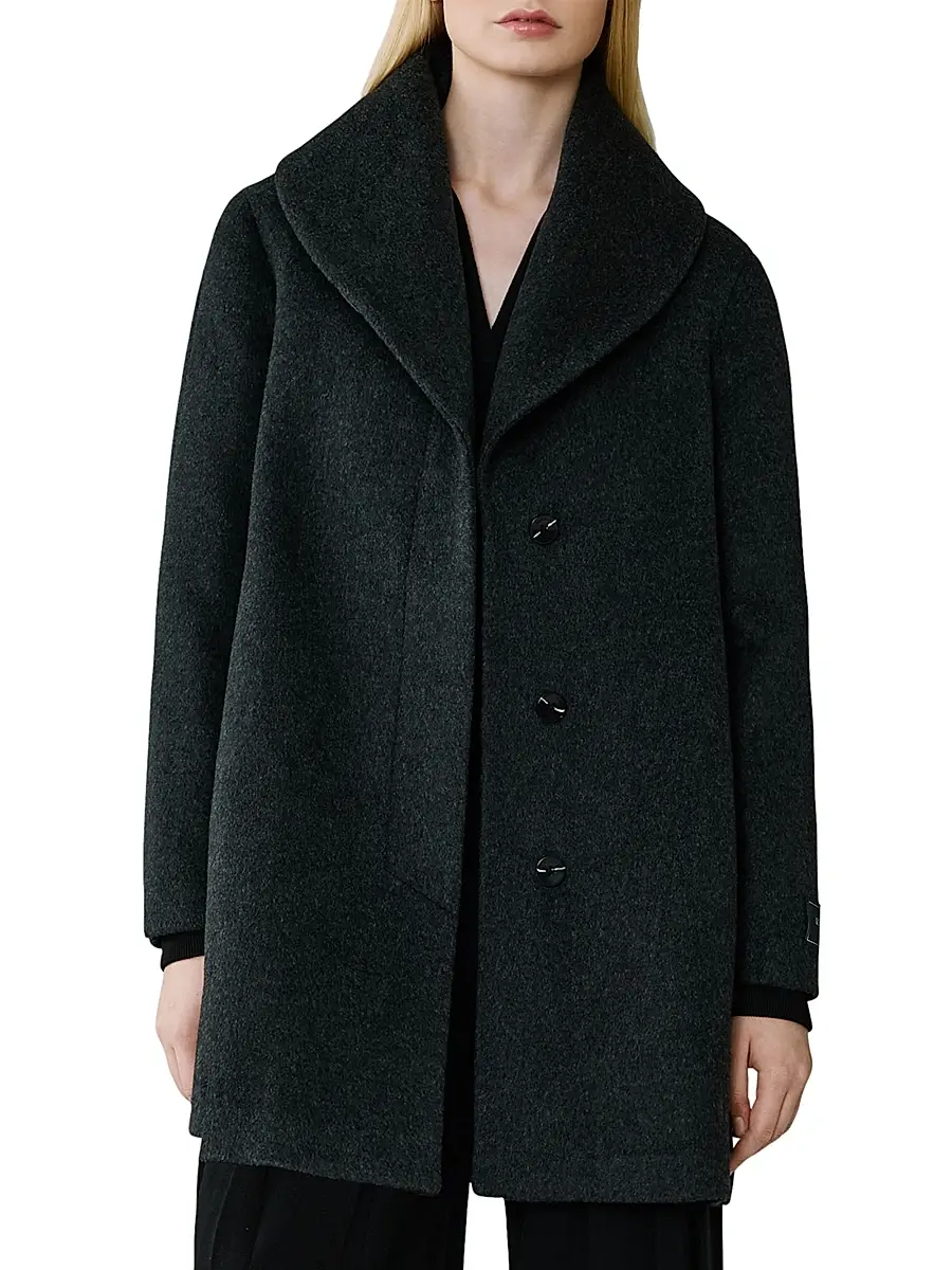 Soia & Kyo Women's Elsa Wool-Blend Shawl Collar Coat - Black Heather - Size Small | Image 1 Soia & Kyo Women's Elsa Wool-Blend Shawl Collar Coat - Black Heather - Size Small | Image 1
