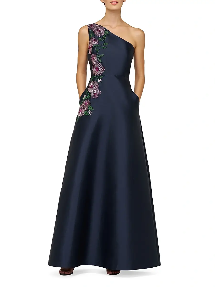 Kay Unger Women's Giada Embellished One-Shoulder A-Line Gown | Thumbnail 2 Kay Unger Women's Giada Embellished One-Shoulder A-Line Gown | Thumbnail 2
