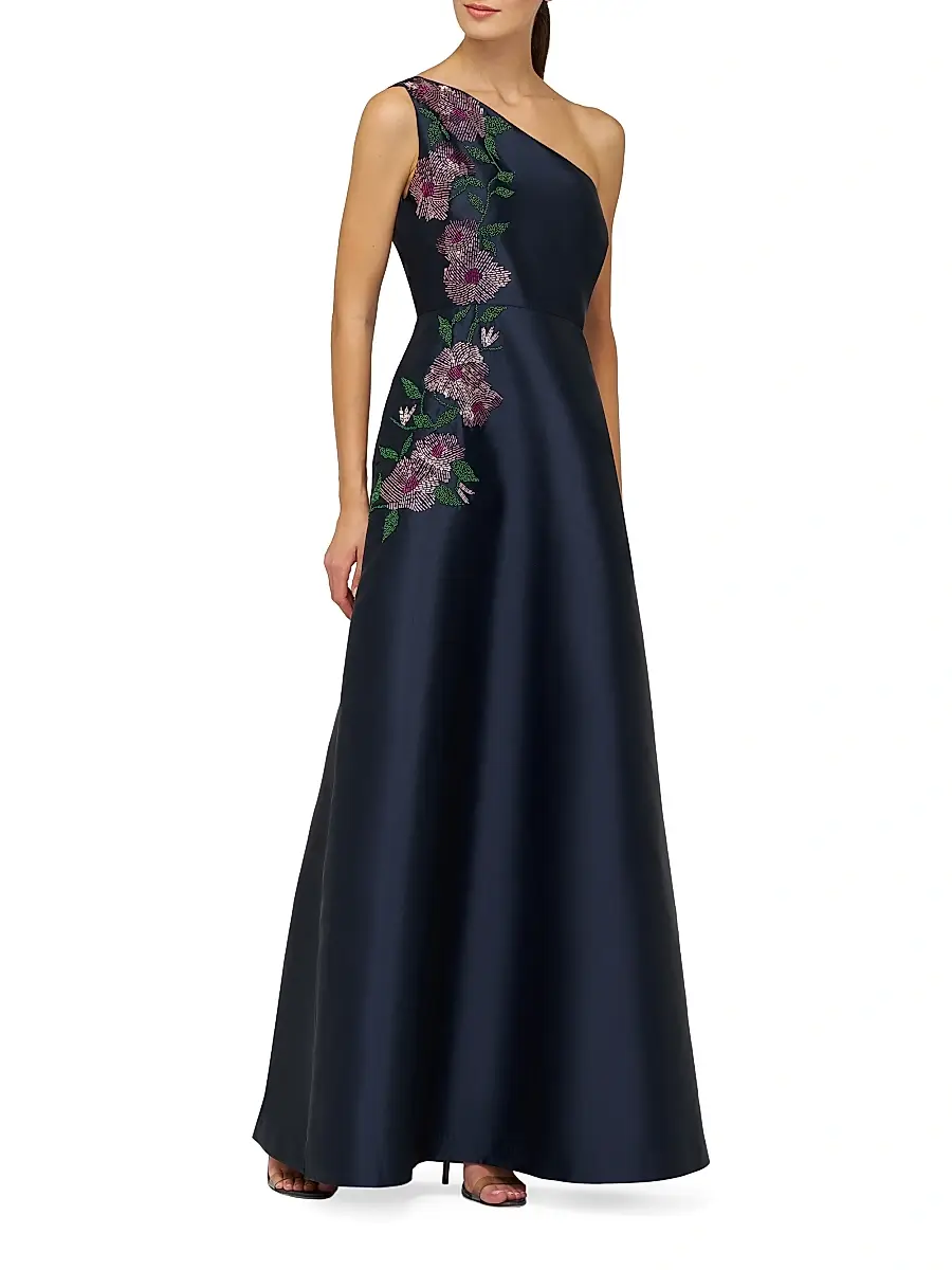Kay Unger Women's Giada Embellished One-Shoulder A-Line Gown | Thumbnail 6 Kay Unger Women's Giada Embellished One-Shoulder A-Line Gown | Thumbnail 6