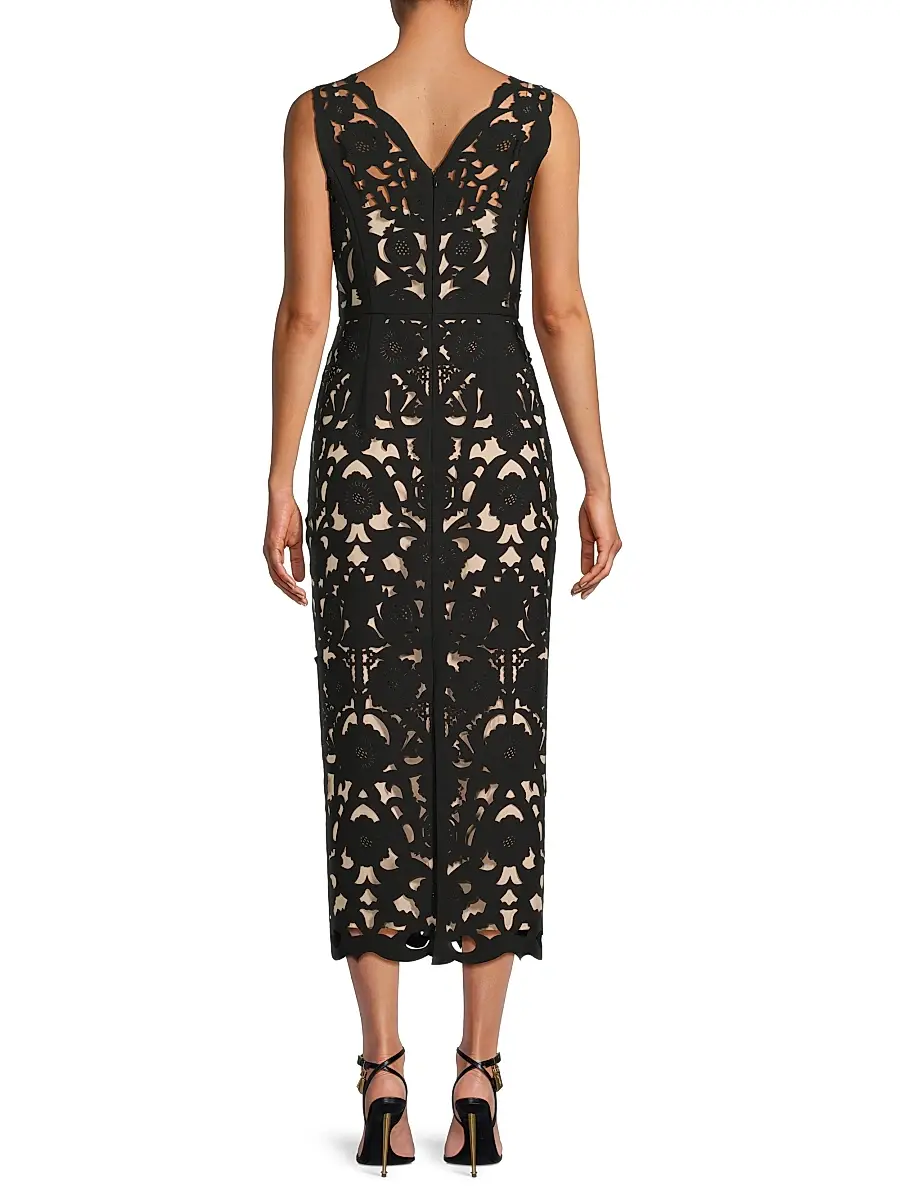 Shani Women's Floral Crepe Laser-Cut Midi Dress | Thumbnail 5 Shani Women's Floral Crepe Laser-Cut Midi Dress | Thumbnail 5