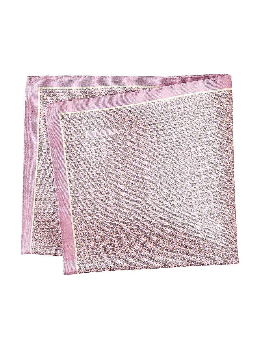 Men's Geometric Print Silk Pocket Square - Pink Men's Geometric Print Silk Pocket Square - Pink