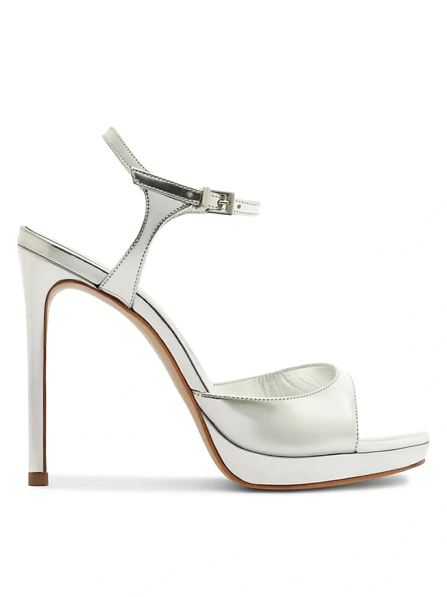 Schutz Women's Scarlett 115MM Leather Platform Sandals - Silver | Image 1 Schutz Women's Scarlett 115MM Leather Platform Sandals - Silver | Image 1