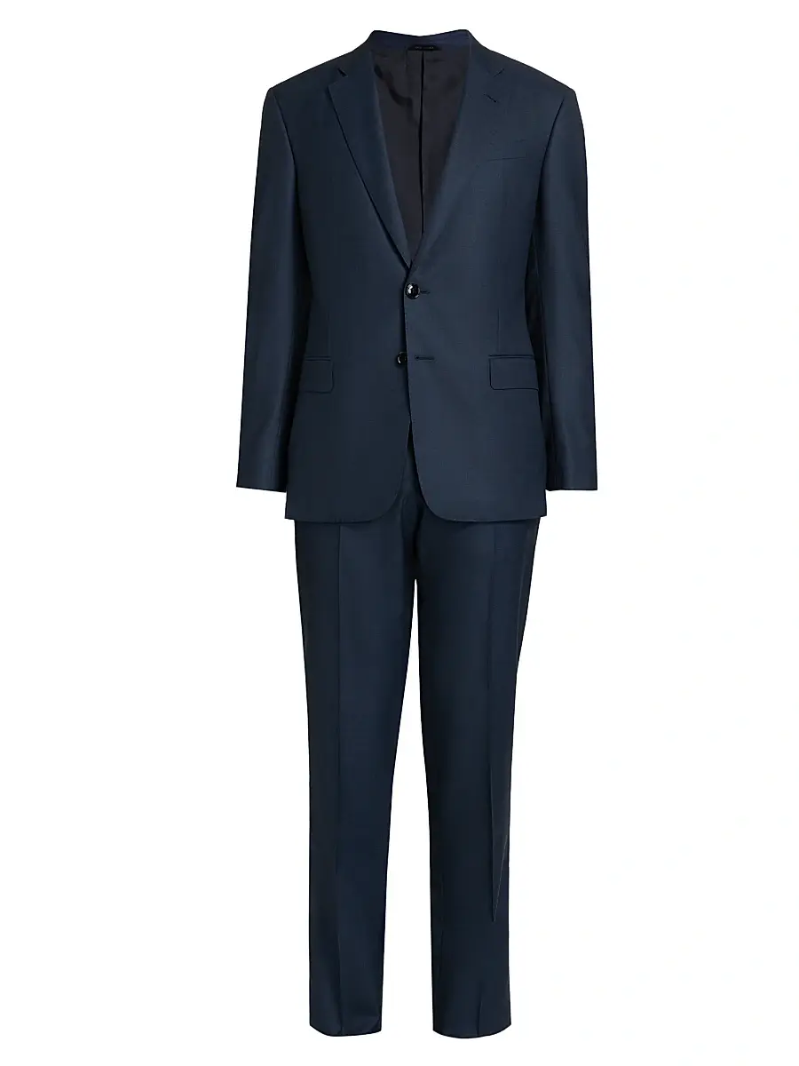 Giorgio Armani Men's Wool Single-Breasted Suit - Navy Black - Size 42 | Image 1 Giorgio Armani Men's Wool Single-Breasted Suit - Navy Black - Size 42 | Image 1