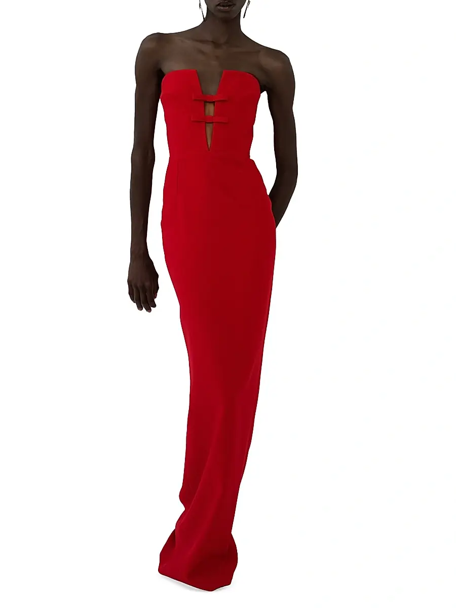 The New Arrivals Ilkyaz Ozel Women's Noa Pedro Bow-Detail Crepe Strapless Gown | Thumbnail 3