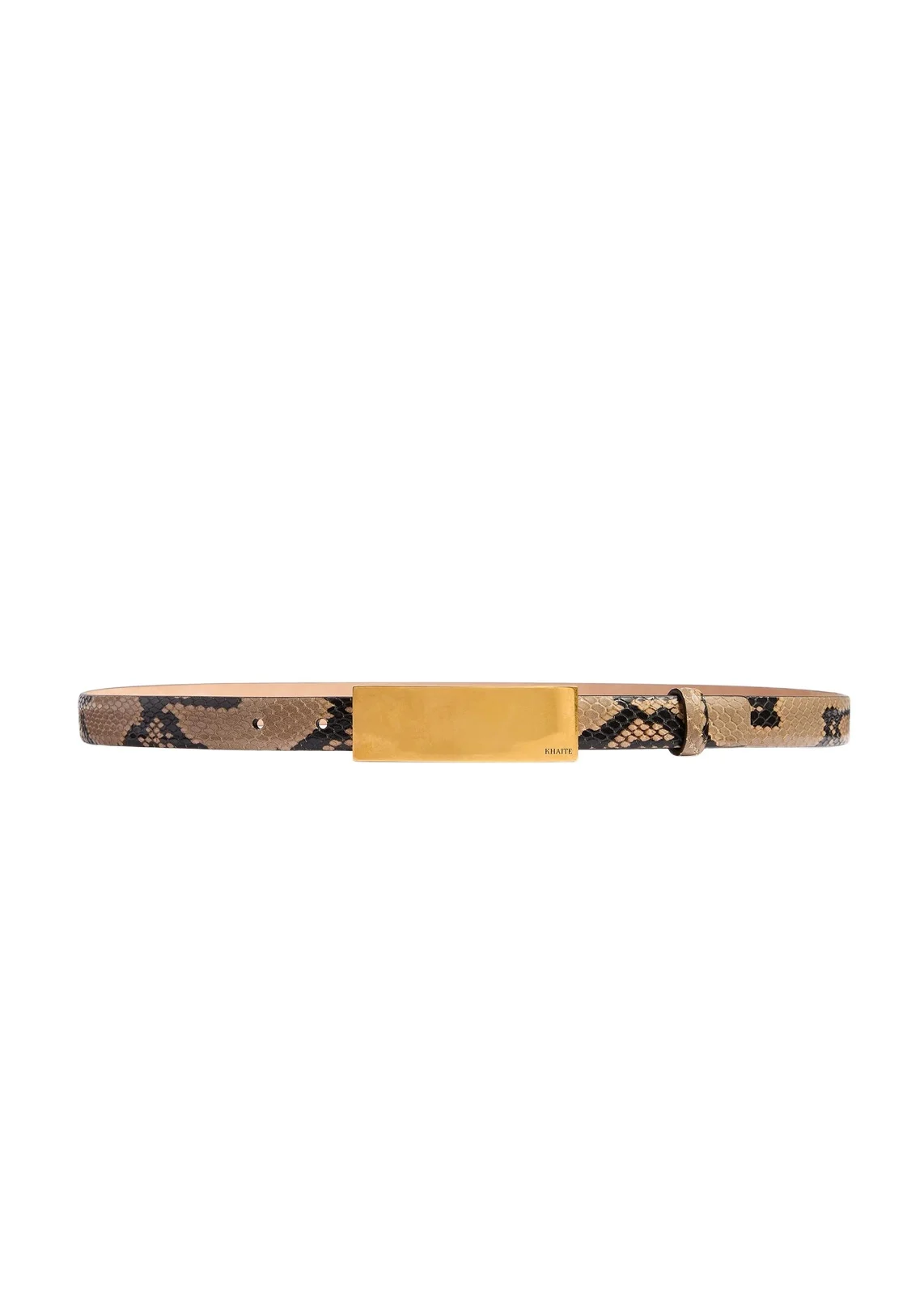 Khaite Berlin Belt In Python-Embossed Taupe With Antique Gold