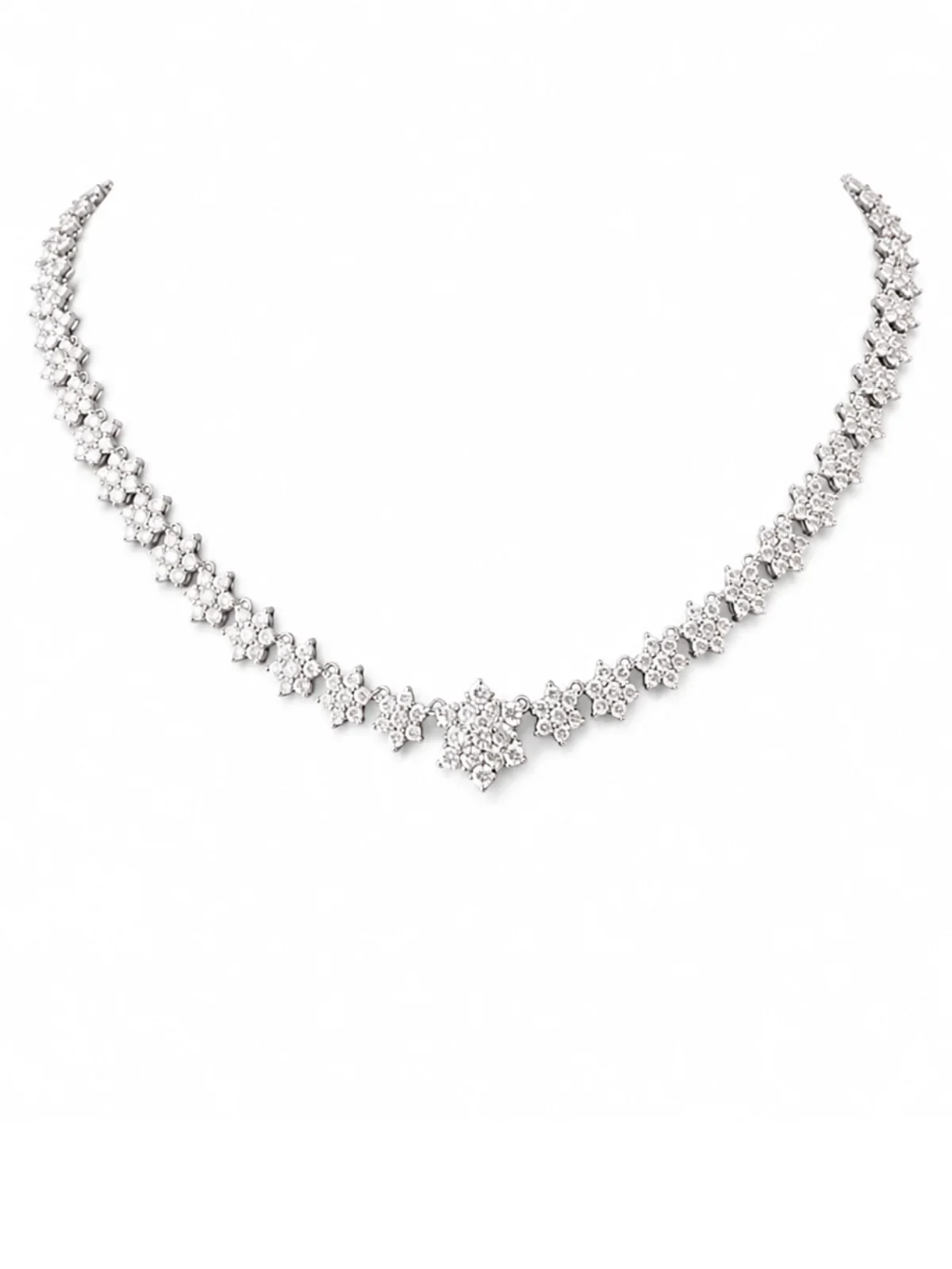 10.30ct Diamond 18K Gold Graduated Tennis Necklace