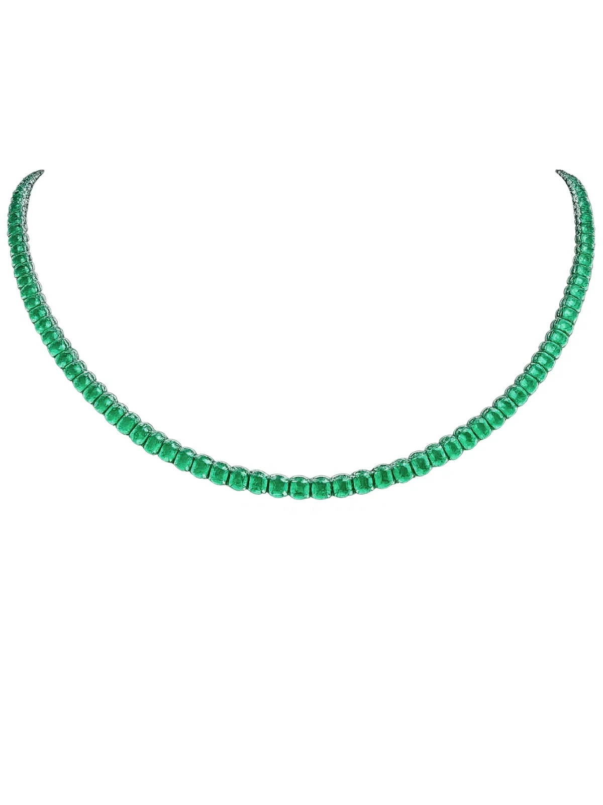 20.30ct Emerald 18K Gold Oval Tennis Necklace