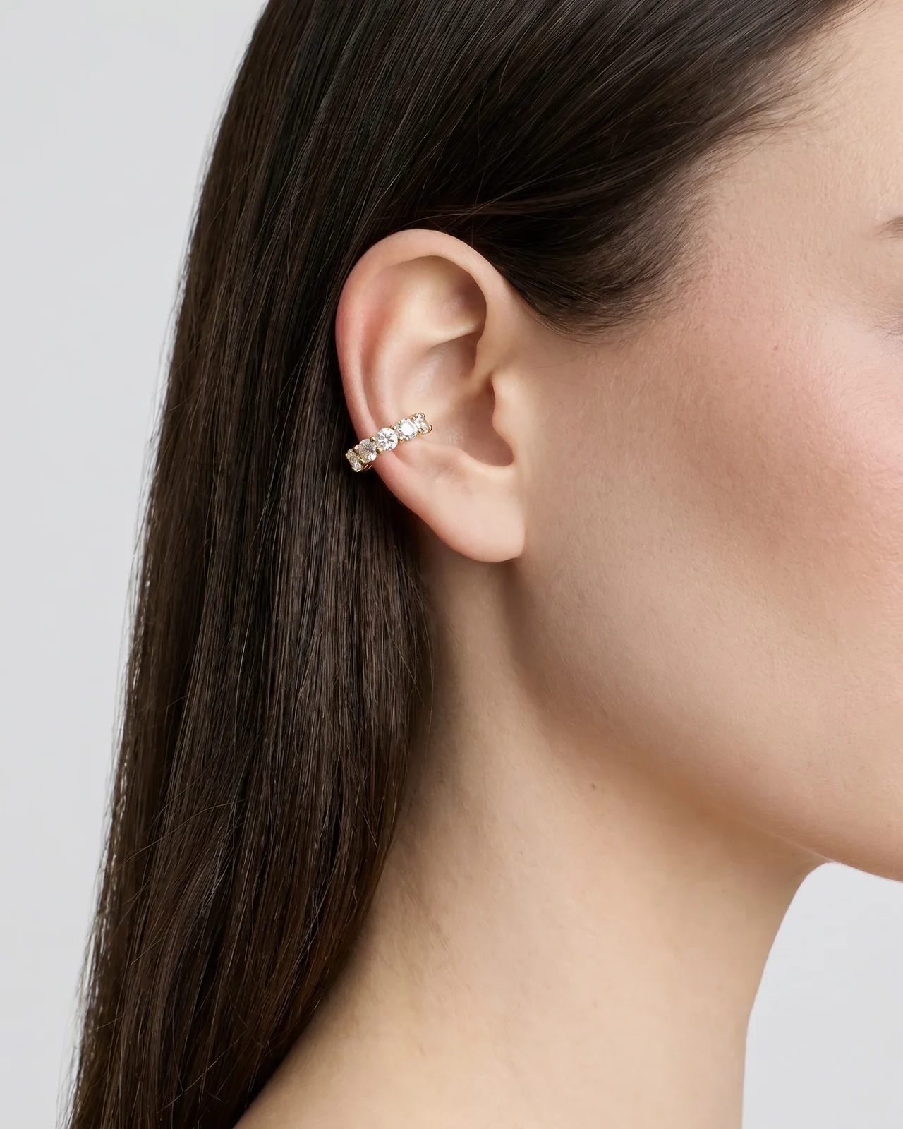 Round Cut Lab Diamond Ear Cuff