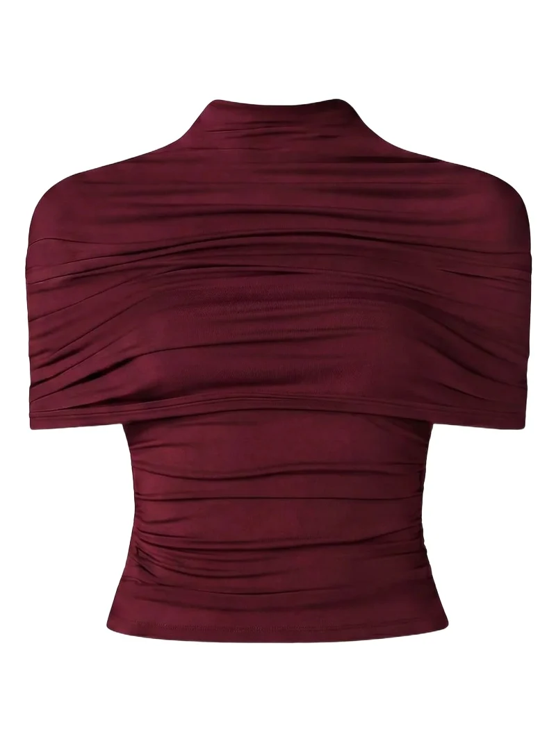 Lapointe Jersey Mock Neck Ruched Top
