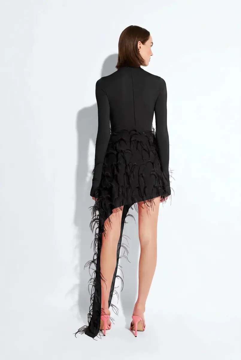 Lapointe Lightweight Georgette Skirt With Feathers | Thumbnail 2 Lapointe Lightweight Georgette Skirt With Feathers | Thumbnail 2