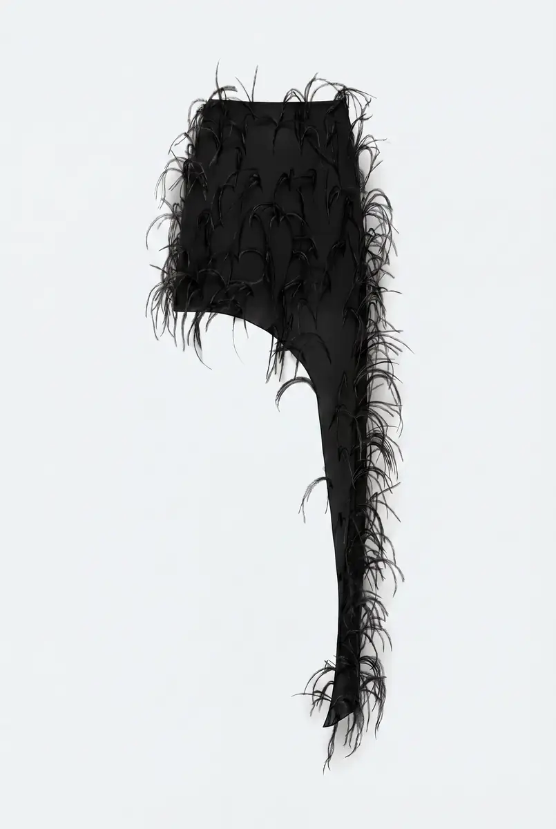 Lapointe Lightweight Georgette Skirt With Feathers | Thumbnail 4 Lapointe Lightweight Georgette Skirt With Feathers | Thumbnail 4