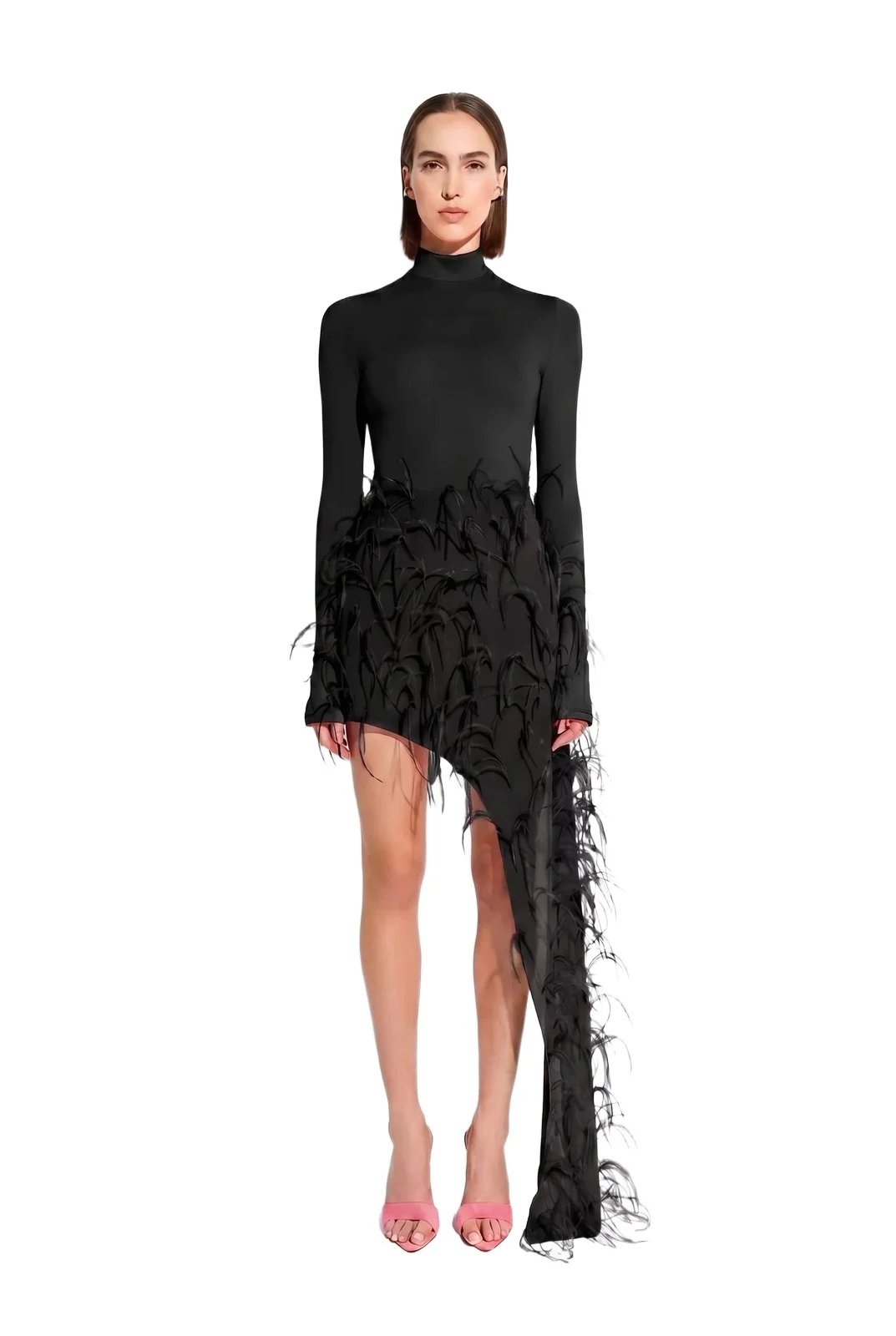 Lapointe Lightweight Georgette Skirt With Feathers