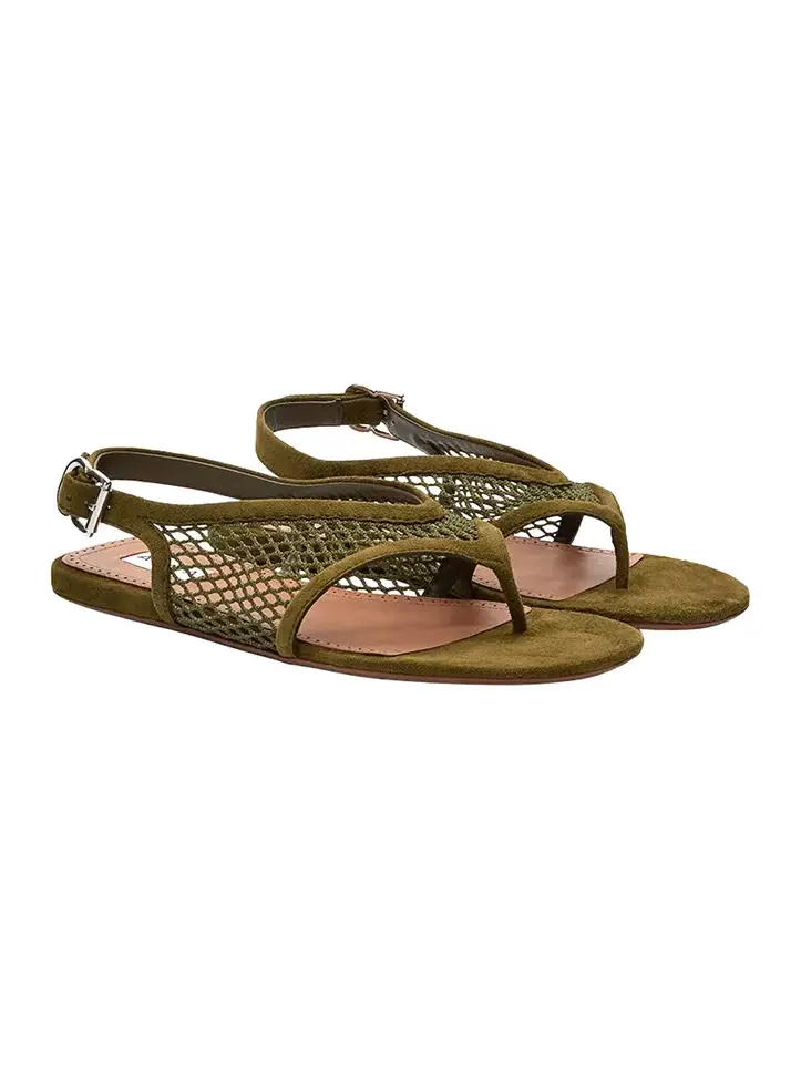 Alaïa Fishnet and Suede Sandals