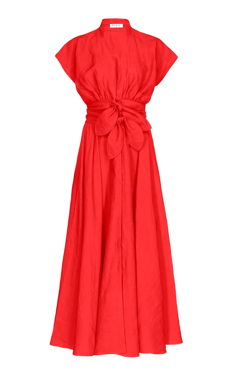 Tie-Detailed Slub Midi Dress Tie-Detailed Slub Midi Dress