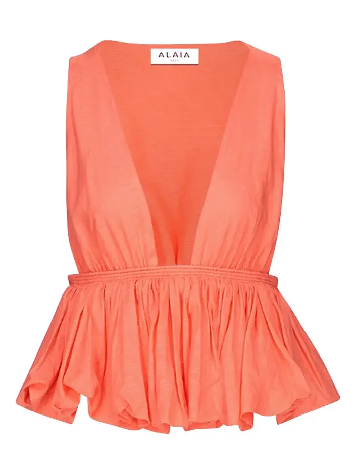 Alaïa Peplum-Hem Cotton-Blend Top