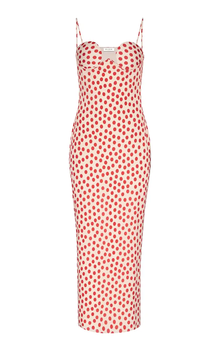 ALAÏA Polka-Dot Jersey Midi Dress | Image 1 ALAÏA Polka-Dot Jersey Midi Dress | Image 1