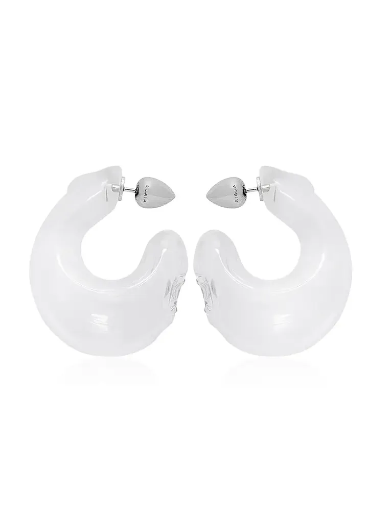 Bubble Glass and Brass Hoop Earrings
