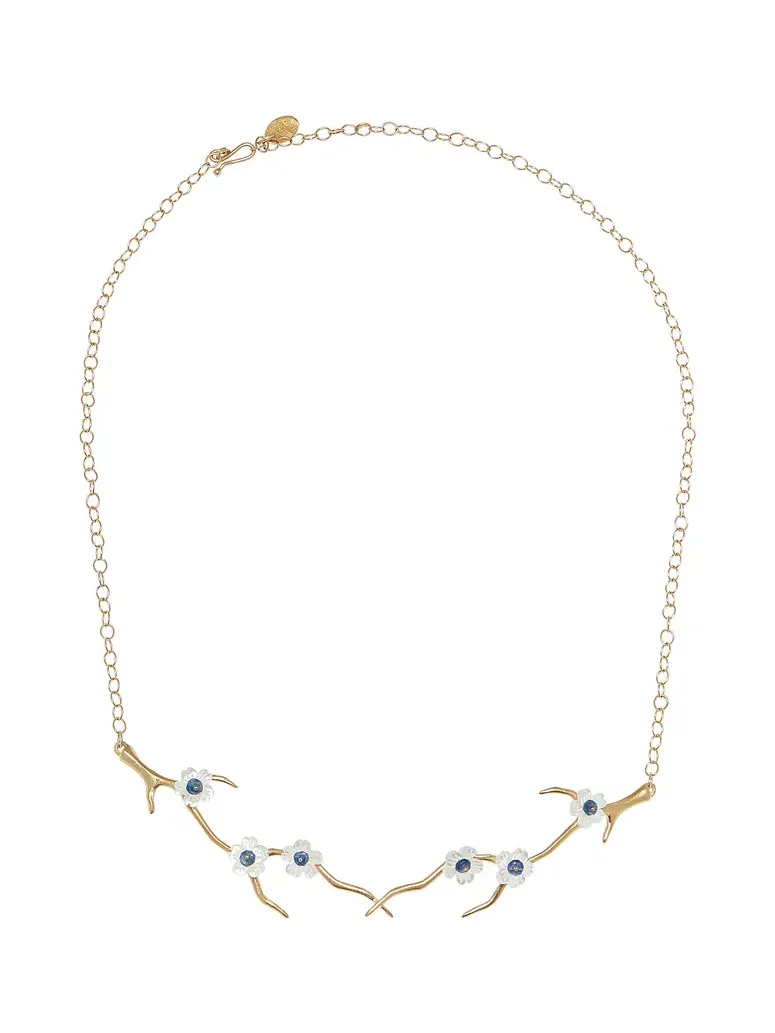 Annette Ferdinandsen Mother of Pearl and Sapphire Blossom Branch Choker Necklace
