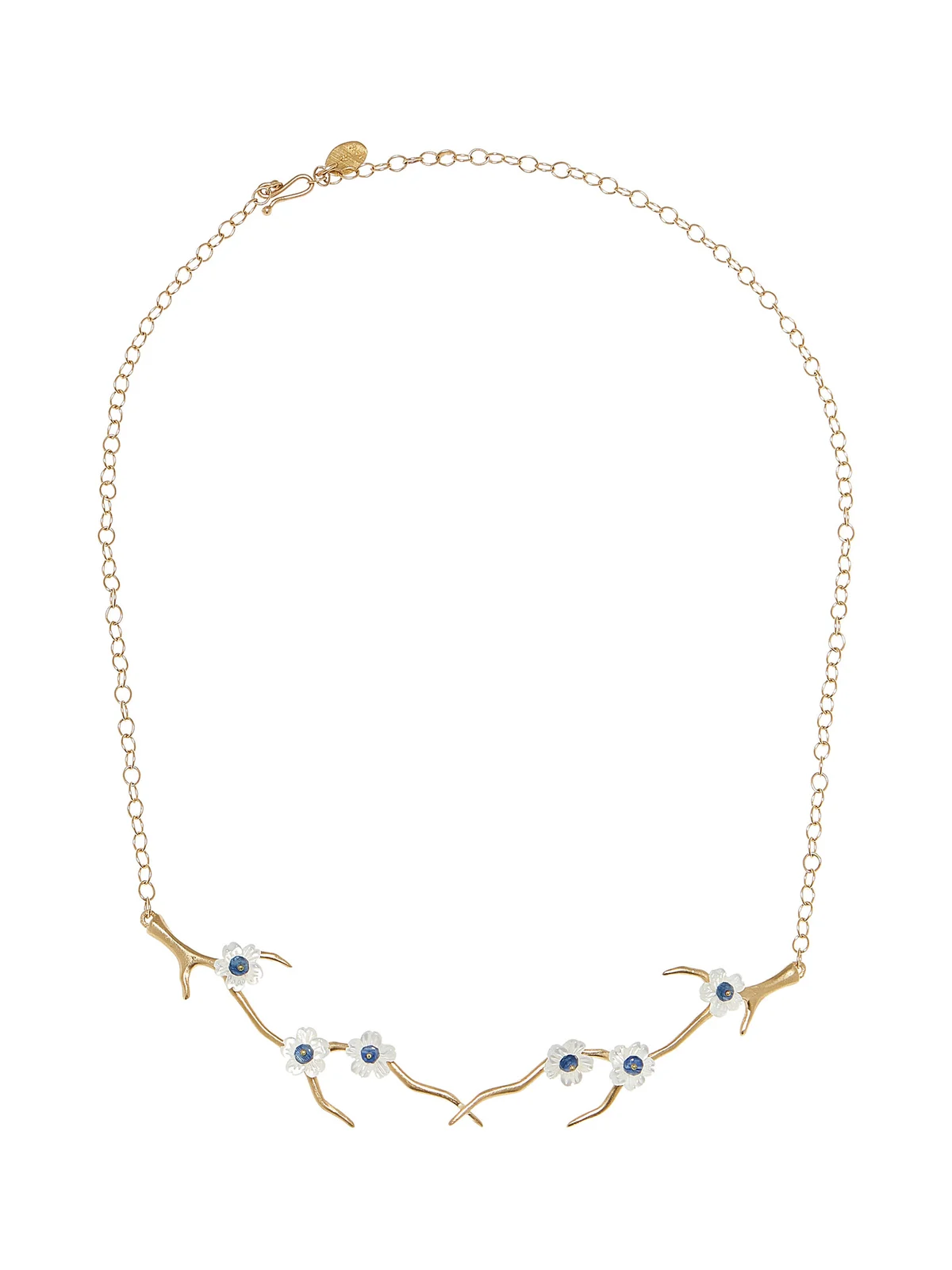Annette Ferdinandsen Mother of Pearl and Sapphire Blossom Branch Choker Necklace