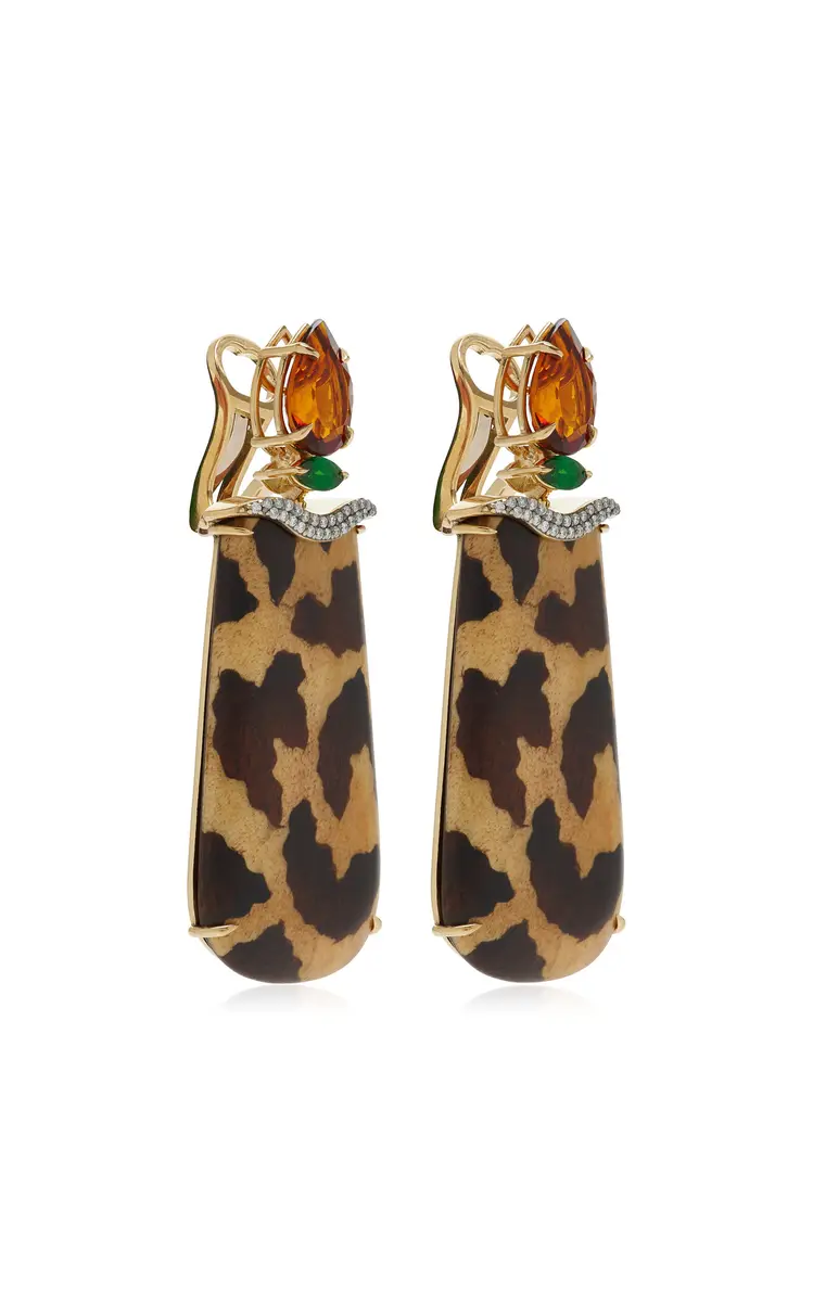 Silvia Furmanovich 18K Yellow Gold Leopard Marquestry Earrings | Thumbnail 3 Silvia Furmanovich 18K Yellow Gold Leopard Marquestry Earrings | Thumbnail 3