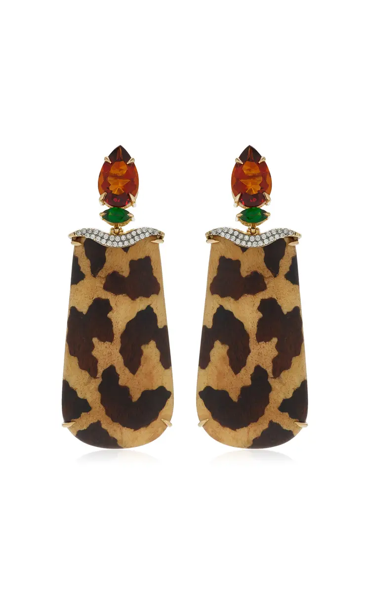 Silvia Furmanovich 18K Yellow Gold Leopard Marquestry Earrings | Thumbnail 4 Silvia Furmanovich 18K Yellow Gold Leopard Marquestry Earrings | Thumbnail 4