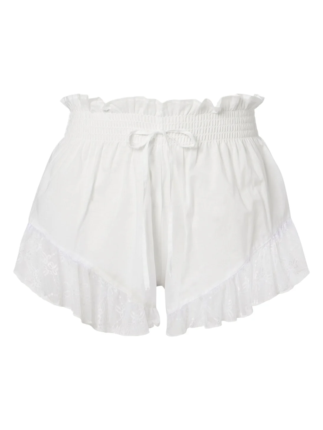 Lace-trimmed cotton shorts Lace-trimmed cotton shorts