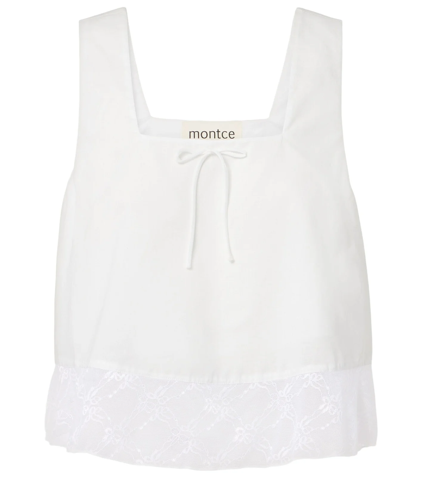 Lace-trimmed cotton crop top Lace-trimmed cotton crop top