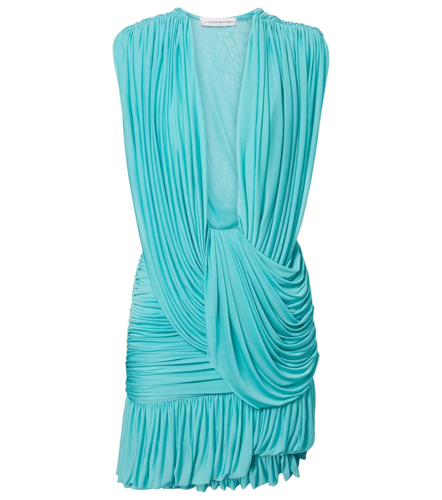 Ripple draped asymmetric minidress