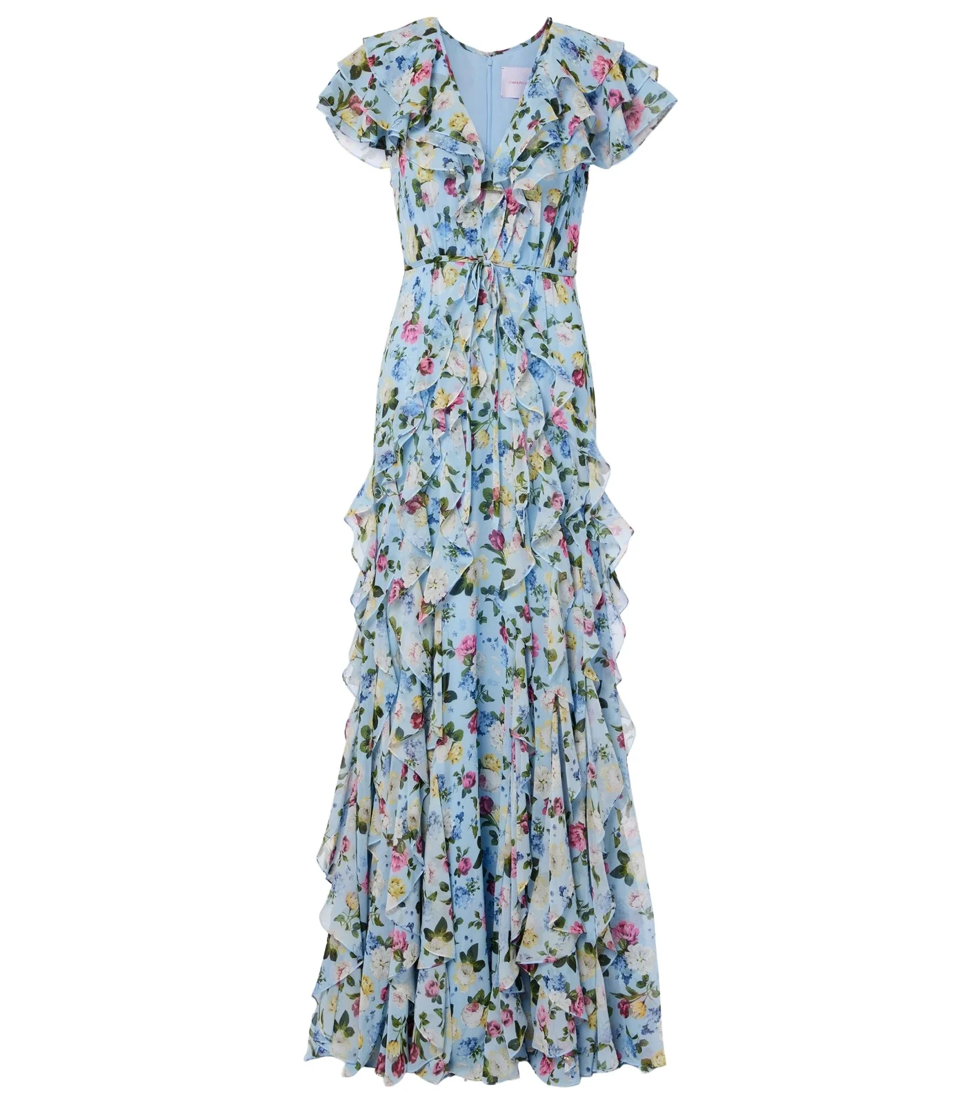 Floral ruffled silk gown Floral ruffled silk gown
