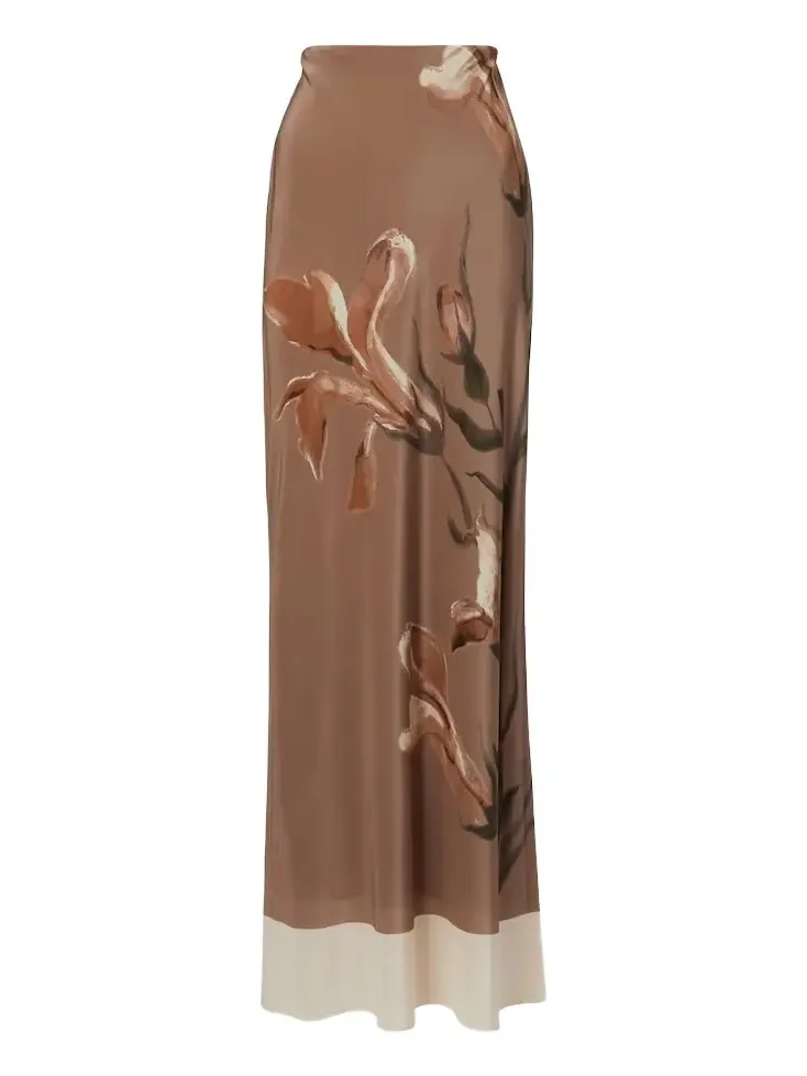 Azaliea floral silk maxi skirt