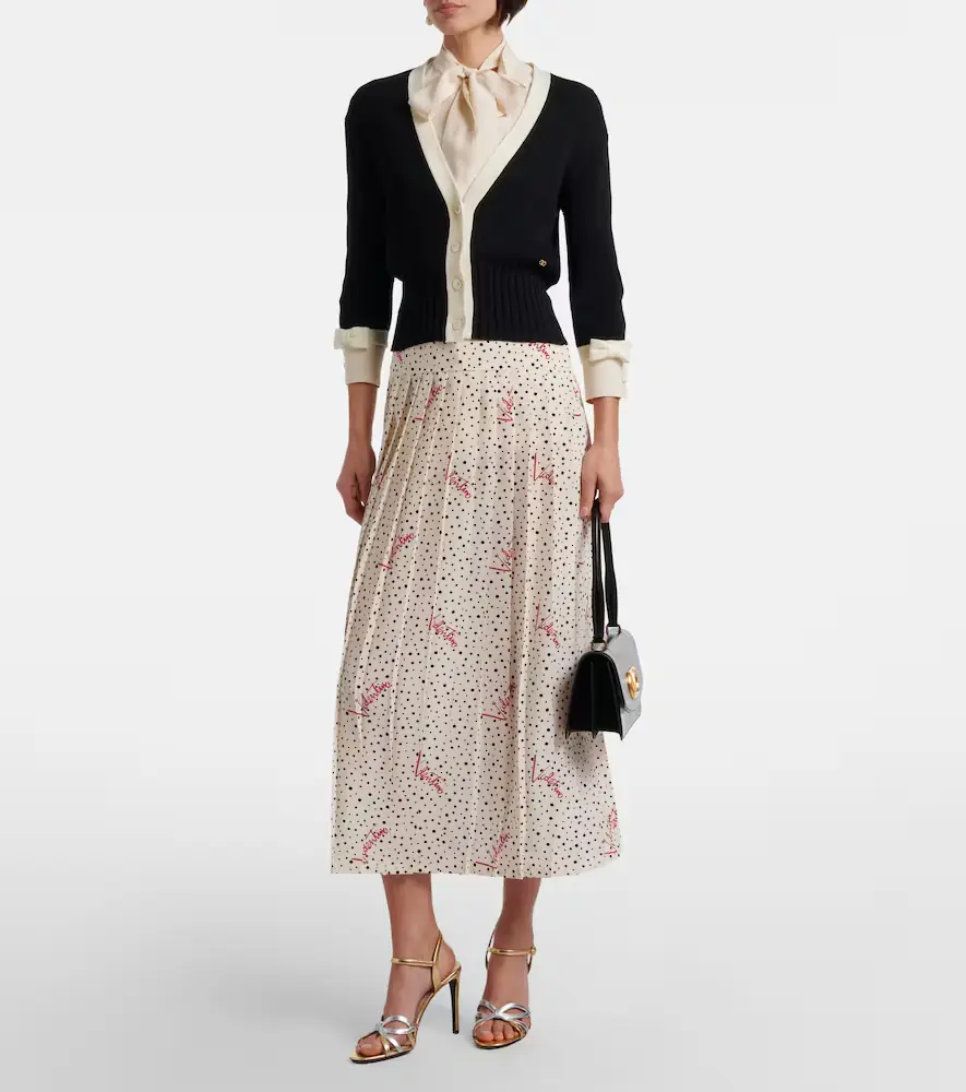 Valentino Garavani Polka-dot silk crêpe de chine midi skirt | Thumbnail 3 Valentino Garavani Polka-dot silk crêpe de chine midi skirt | Thumbnail 3