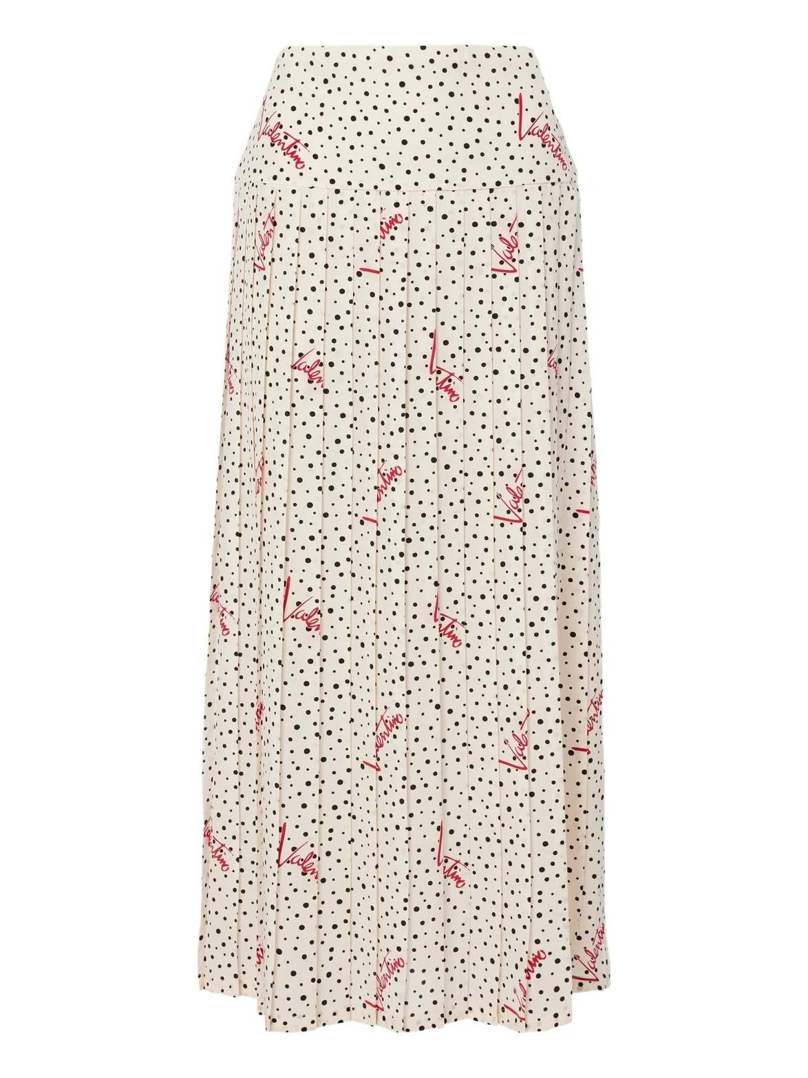 Polka-dot silk crêpe de chine midi skirt