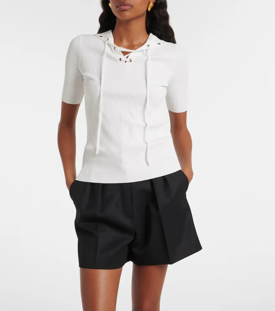 Max Mara Ribbed-knit lace-up top | Thumbnail 2 Max Mara Ribbed-knit lace-up top | Thumbnail 2