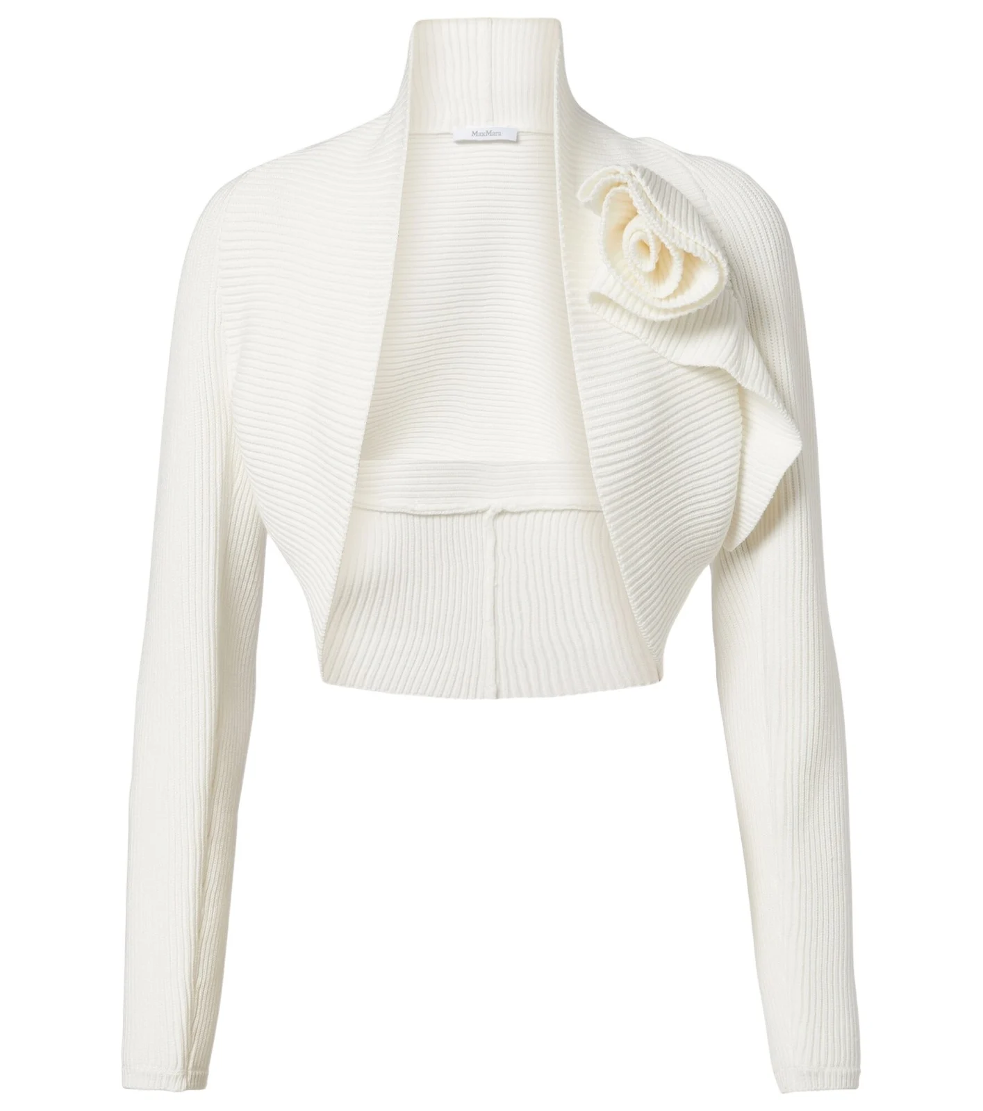 Knitted floral-appliqué shrug Knitted floral-appliqué shrug