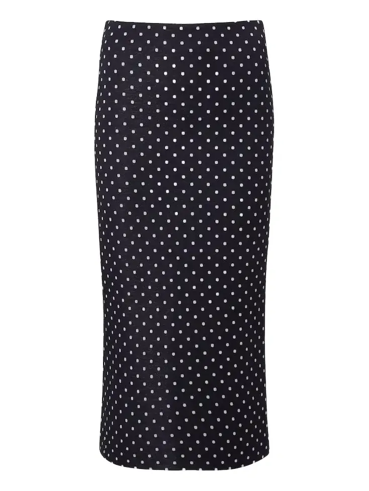 Polka-dot jersey midi skirt