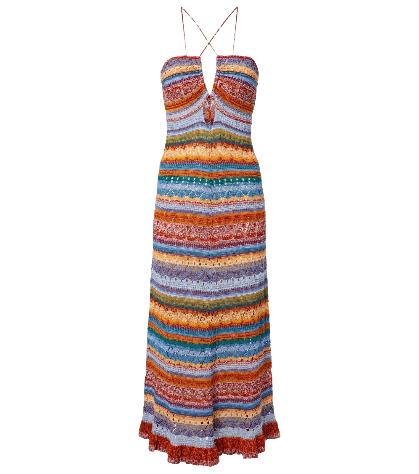 Striped crochet cotton maxi dress Striped crochet cotton maxi dress