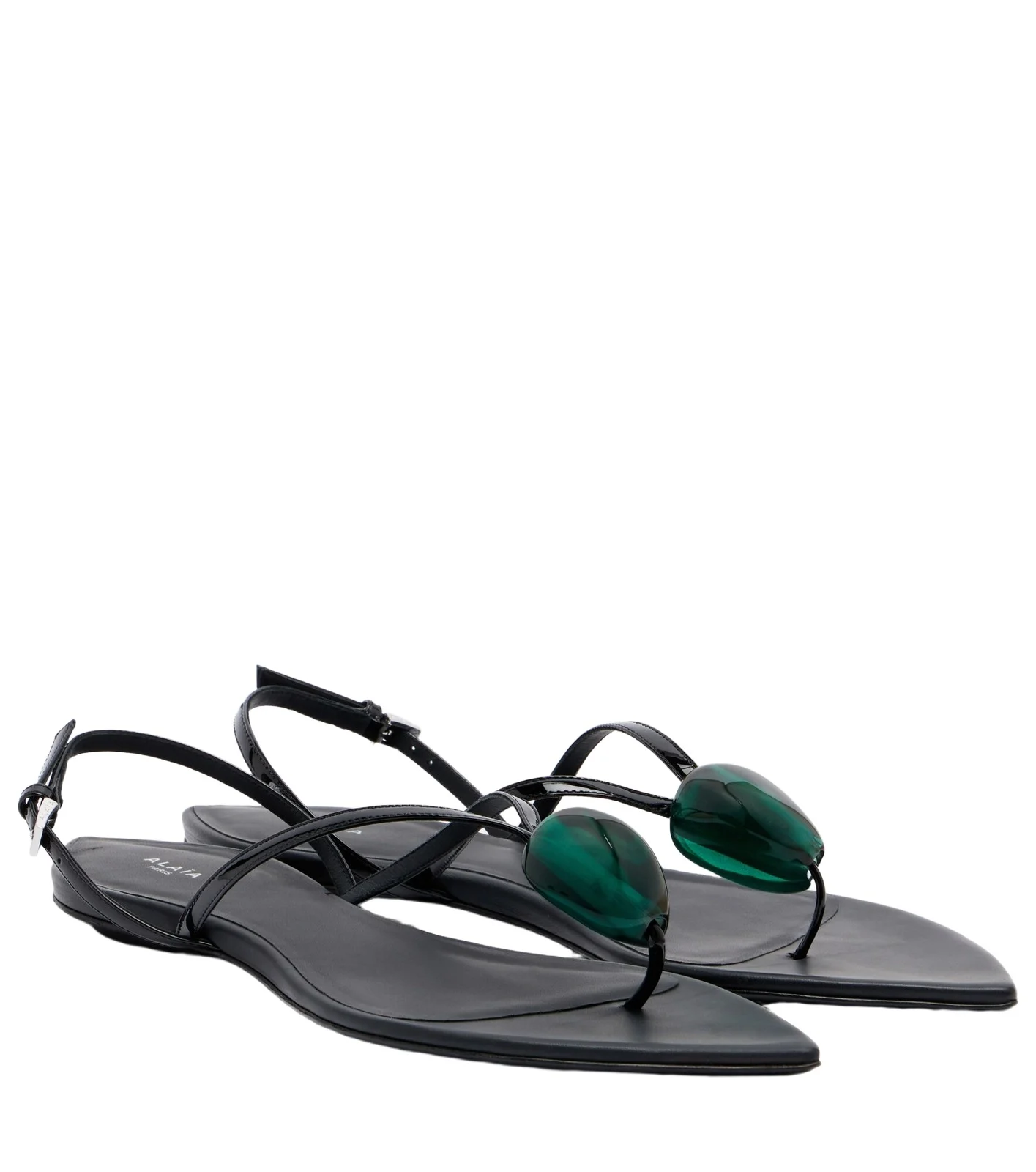 Embellished patent leather thong sandals Embellished patent leather thong sandals