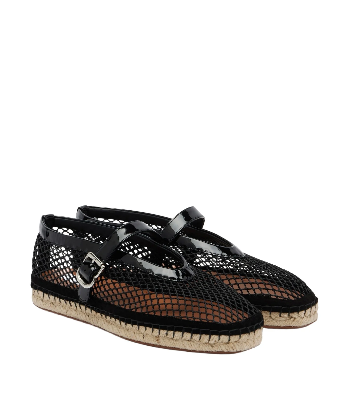 Alaïa Fishnet leather-trimmed espadrilles Alaïa Fishnet leather-trimmed espadrilles