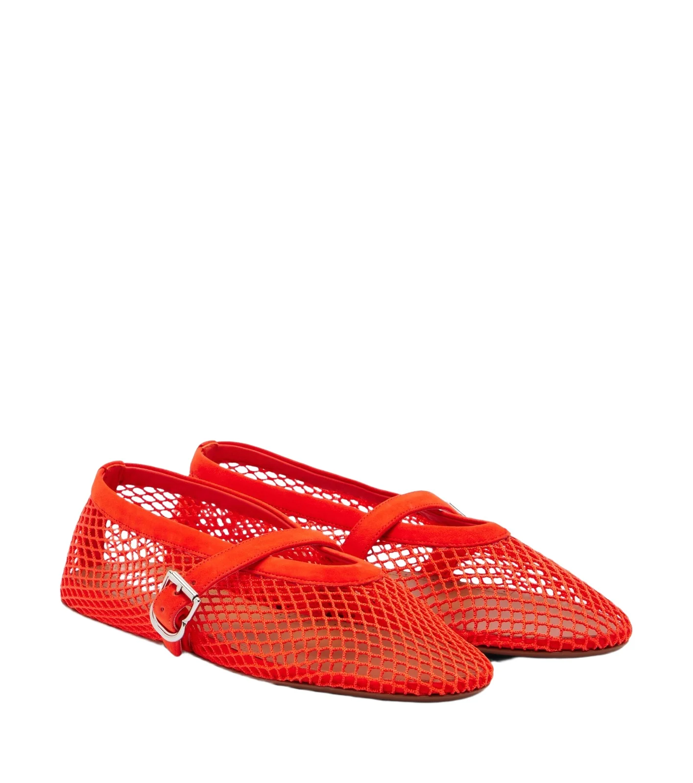 Alaïa Alaïa Leather-trimmed fishnet ballet flats