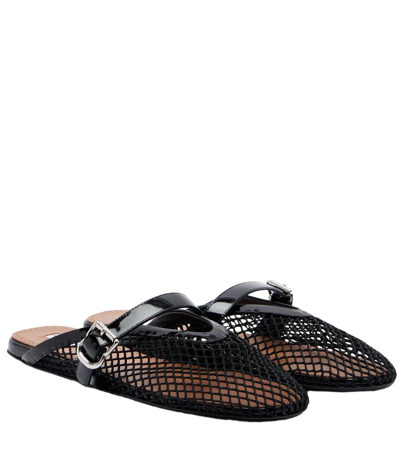 Alaïa Fishnet leather-trimmed mules Alaïa Fishnet leather-trimmed mules