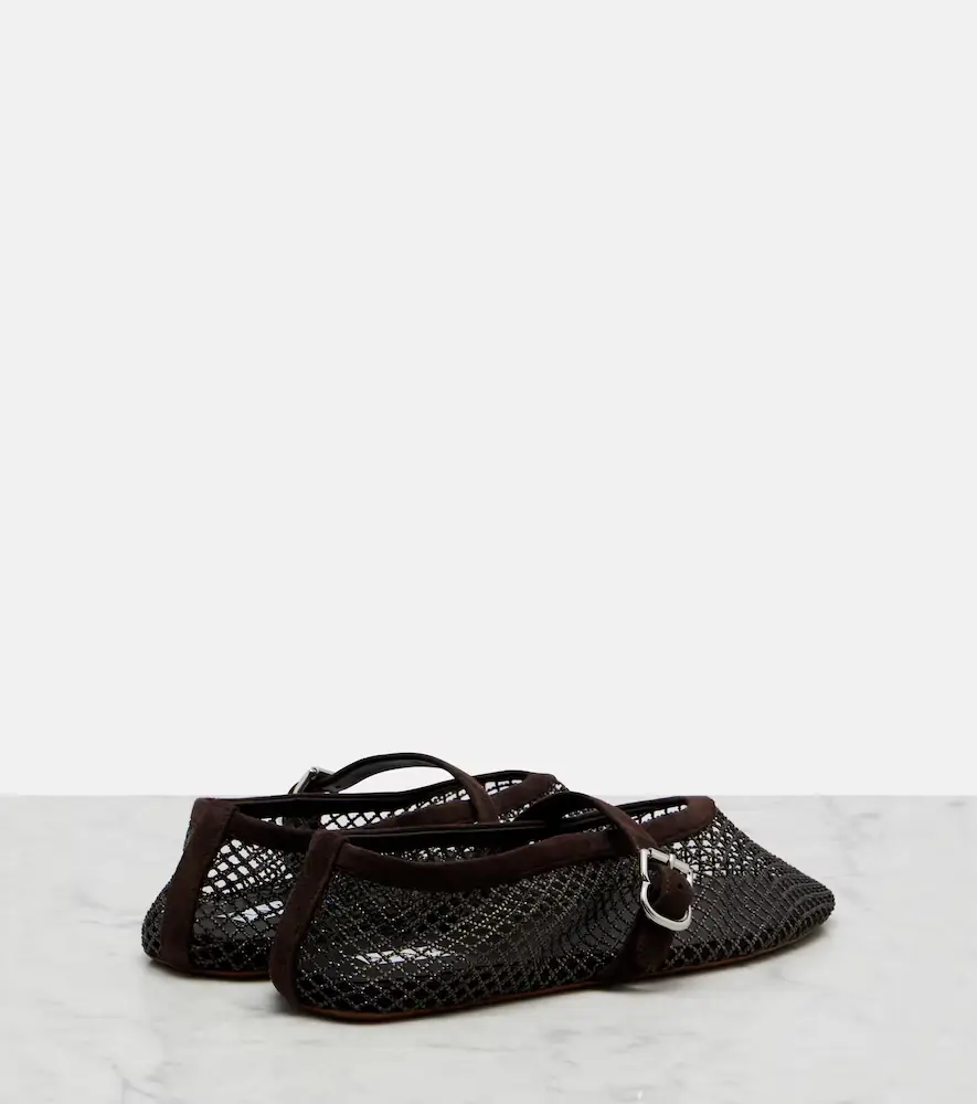 Alaïa Alaïa Embellished fishnet Mary Jane flats | Thumbnail 3 Alaïa Alaïa Embellished fishnet Mary Jane flats | Thumbnail 3