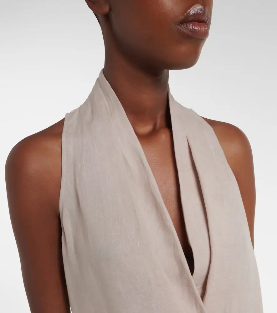 Brunello Cucinelli Monili halterneck linen wrap top | Thumbnail 3