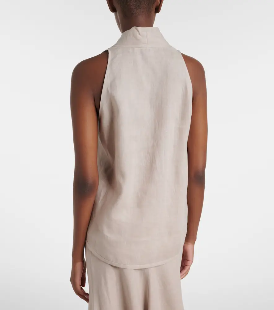 Brunello Cucinelli Monili halterneck linen wrap top | Thumbnail 5