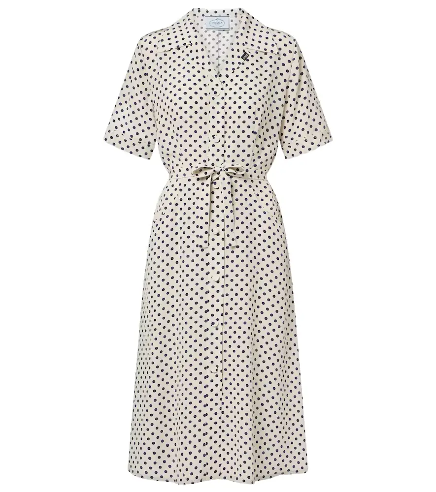 Polka-dot silk shirt dress Polka-dot silk shirt dress