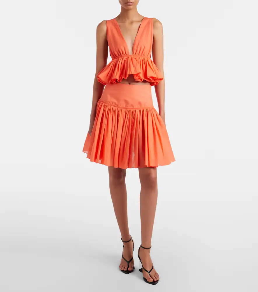 Alaia Alaïa Gathered cotton and linen miniskirt | Thumbnail 2
